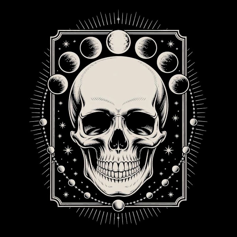 Gothic Totenschädel mit Mondphasen mystisches Design