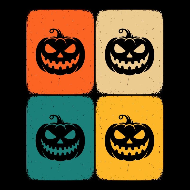 Halloween Rétro Citrouille Joyeux Effrayant