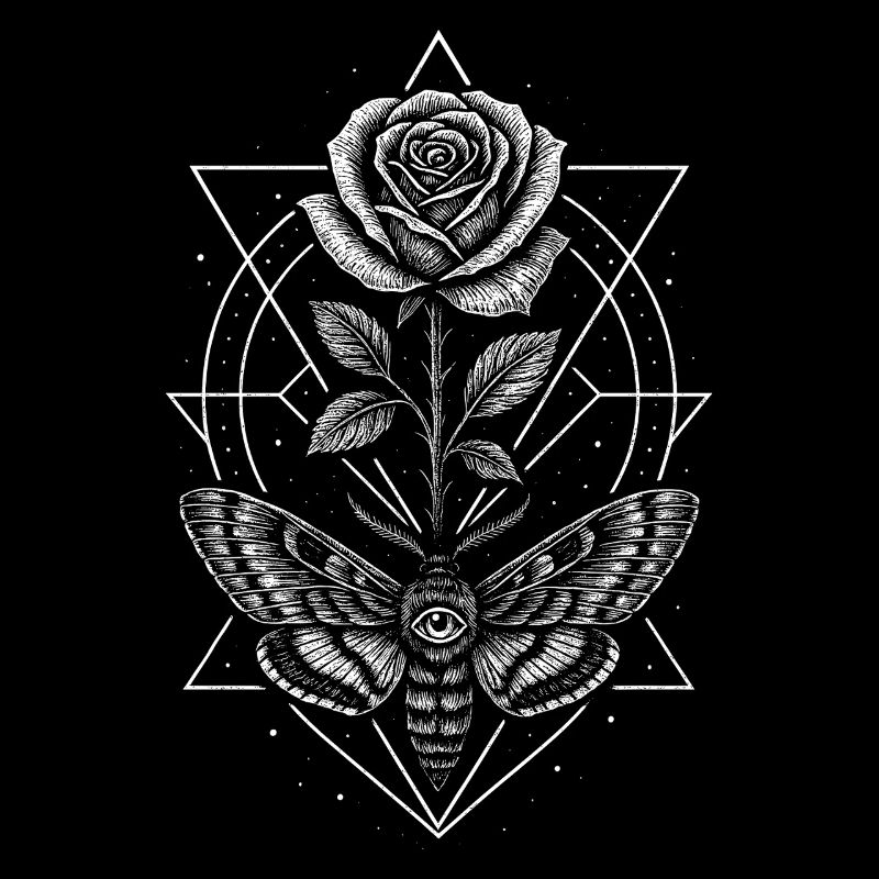 Moth Rose Occultism Esotericism Mystical Design