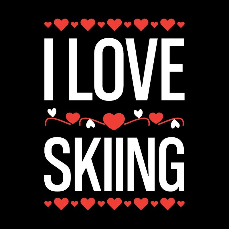 I Love Skiing Heart Design