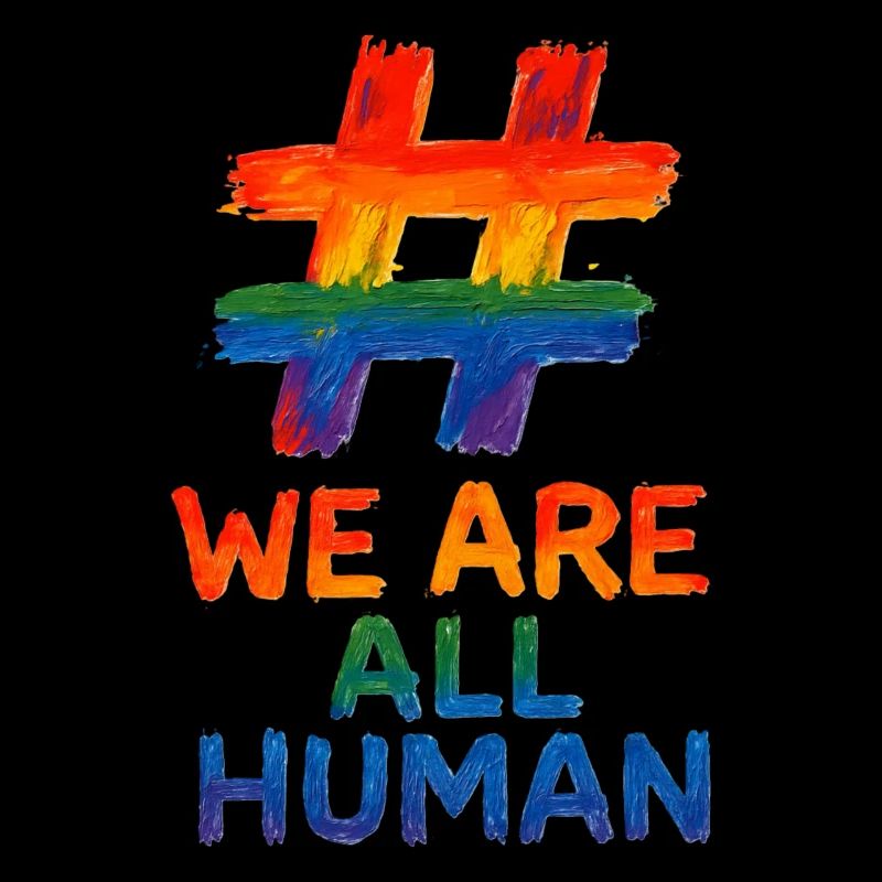 #WeAreAllHuman – Rainbow Watercolor Design