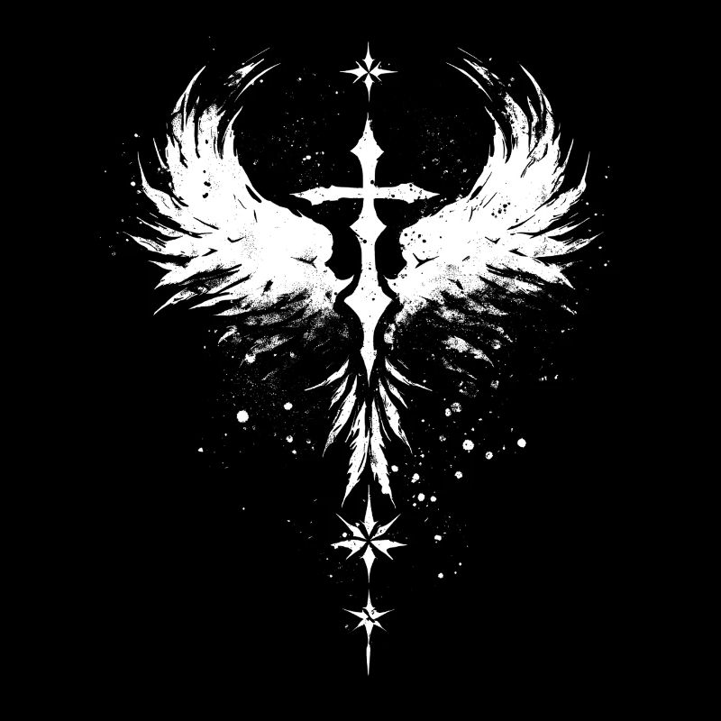 Goth Cross with Angel Wings Gothic