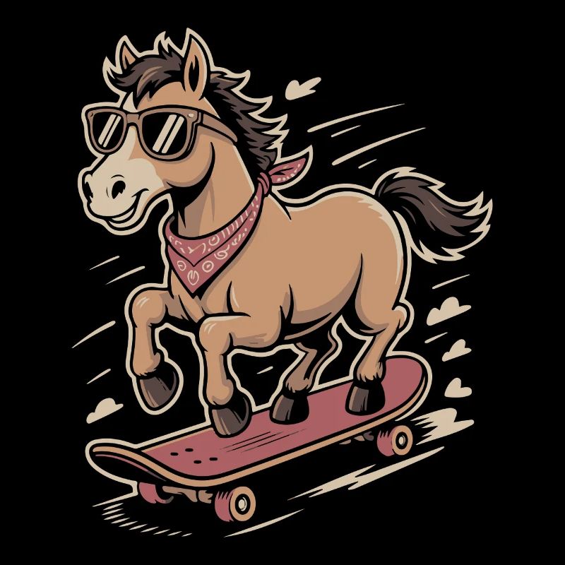 Pony Skateboard avec lunettes de soleil