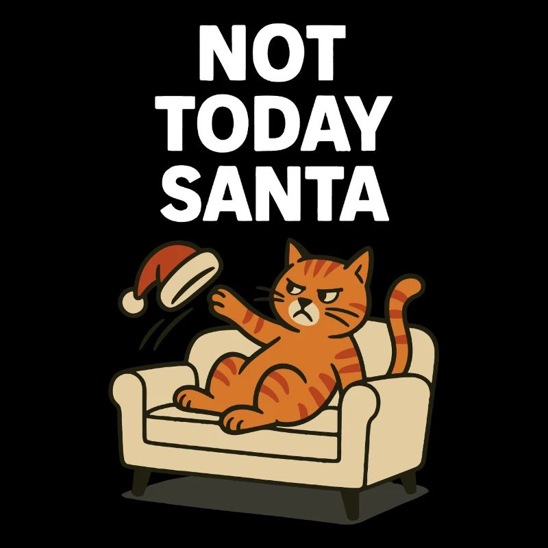 Pas aujourd’hui Père Noël drôle de chat
