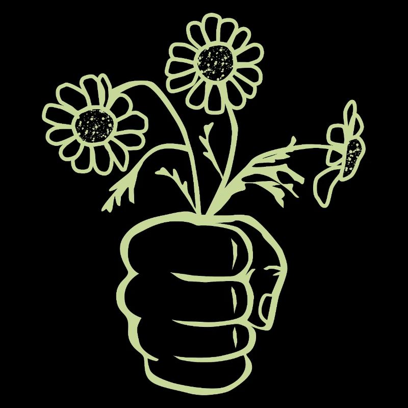 Eine Faust Hand mit Blumenstrauß