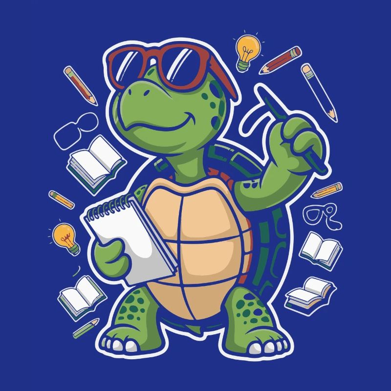 Learning turtle with glasses