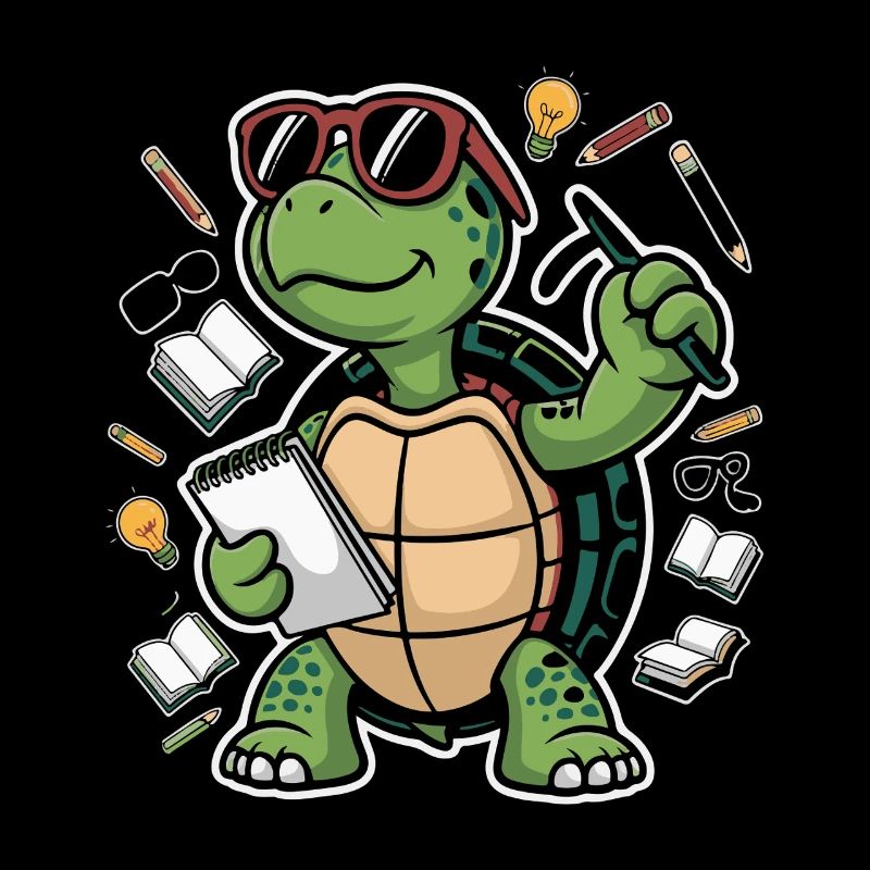 Lernende Schildkröte mit Stift