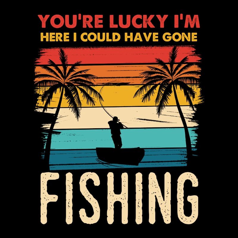 Fishing Retro Sunset Silhouette