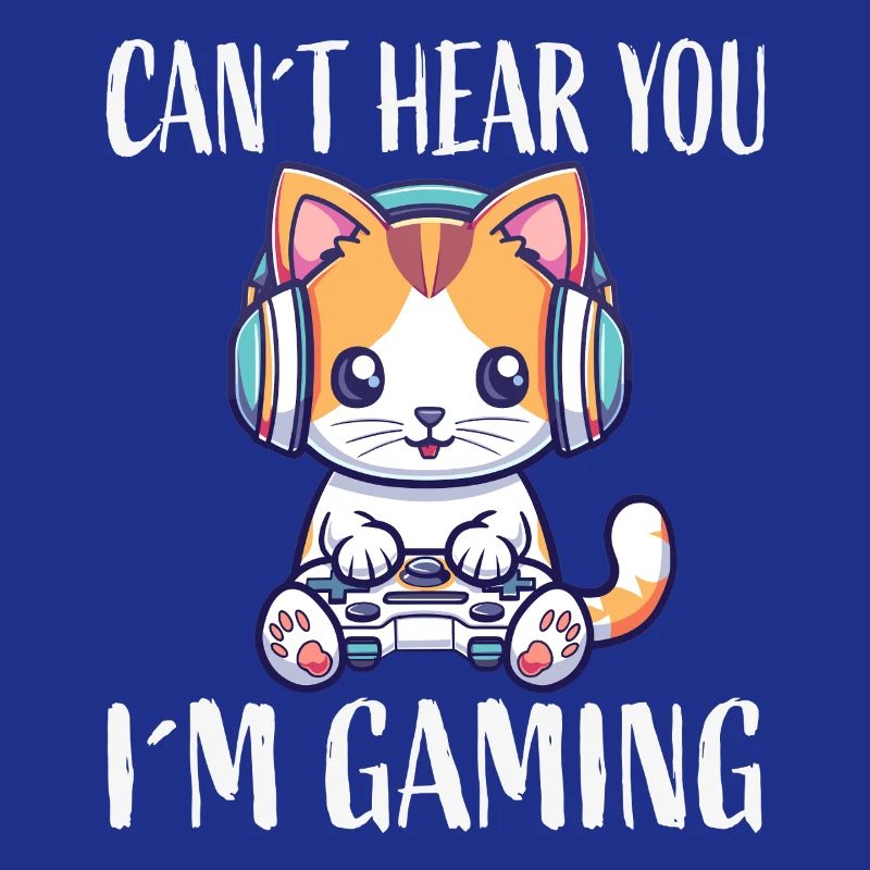 Kitten with headset while gaming