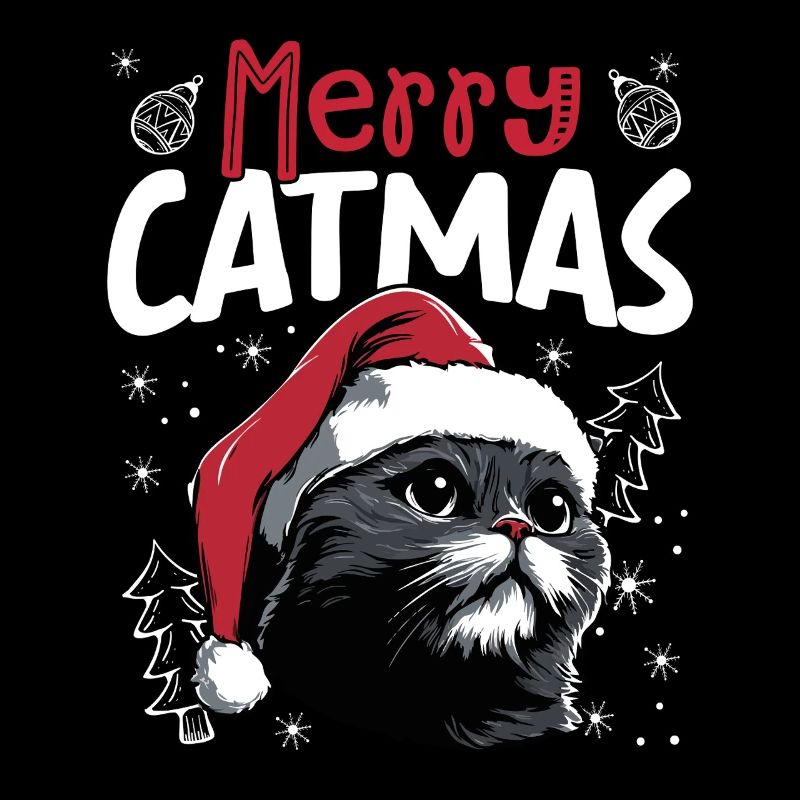 Joyeux Catmas, motif drôle de chat de Noël