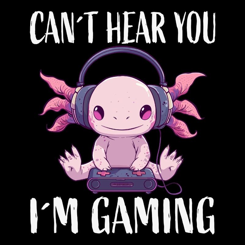 Gaming Axolotl mit Kopfhörern
