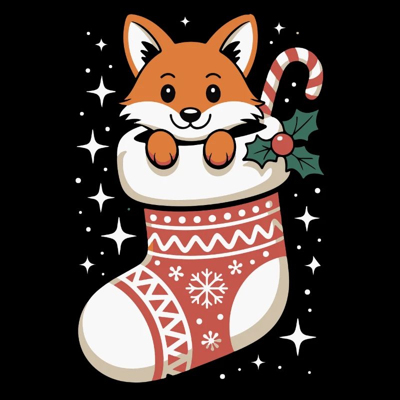 Renard en chaussette de Noël