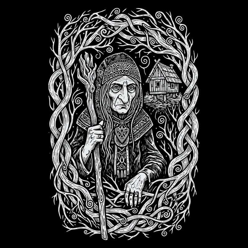 Baba Yaga Slavic Forest Witch Folk Art