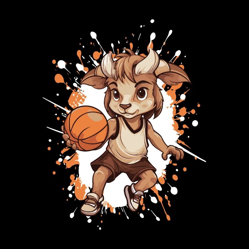 Ziege dribbelt Basketball