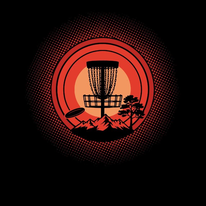 Disc Golf Basket Sunset Flying Disc Scène de la montagne
