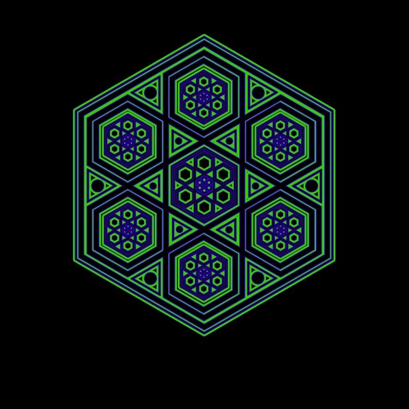Yoga Meditation Dancing Kaleidoscope Hexagon Pattern
