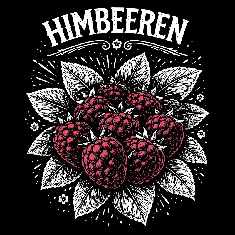 Illustration de framboises imprimé rose