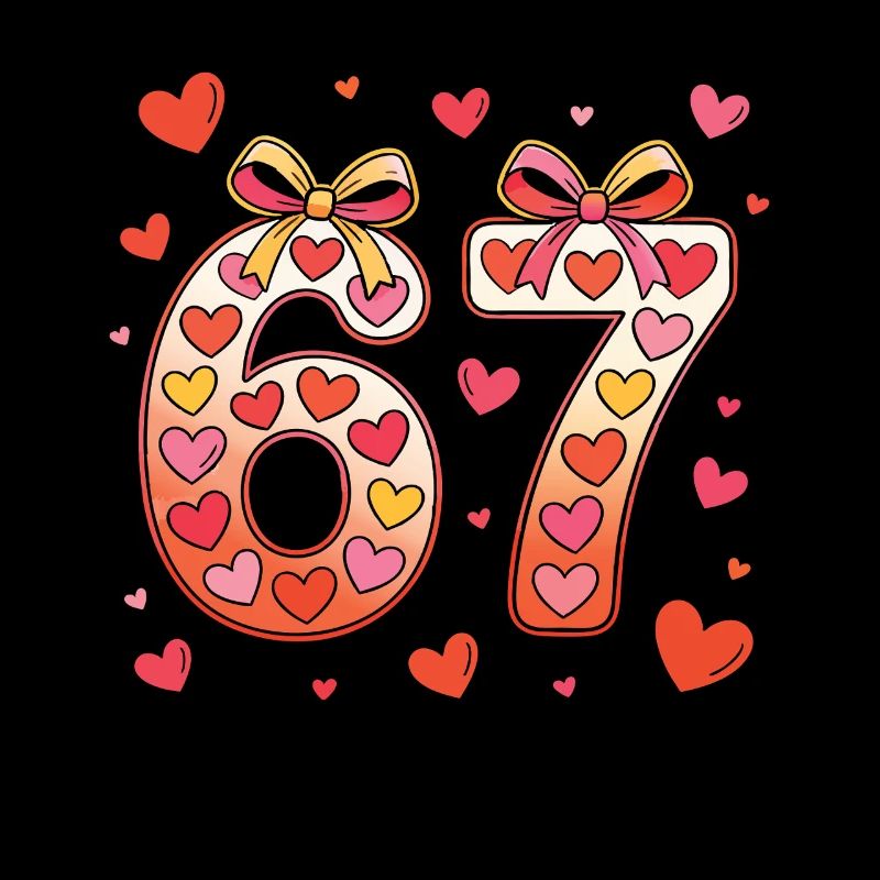 67 Birthday Hearts Bow Design