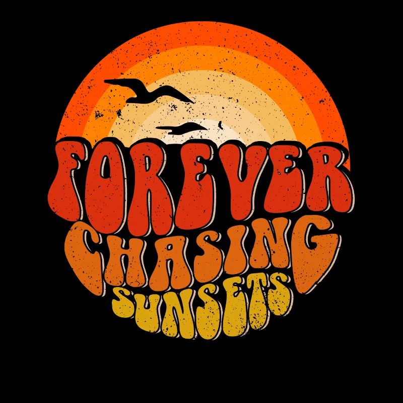 Forever Chasing Sunsets Retro Emblem