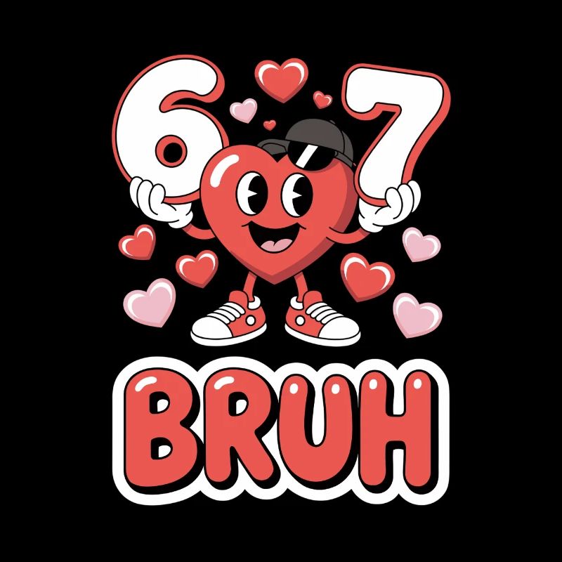 Funny 67 Bruh Meme Valentines Day Heart for Boys 