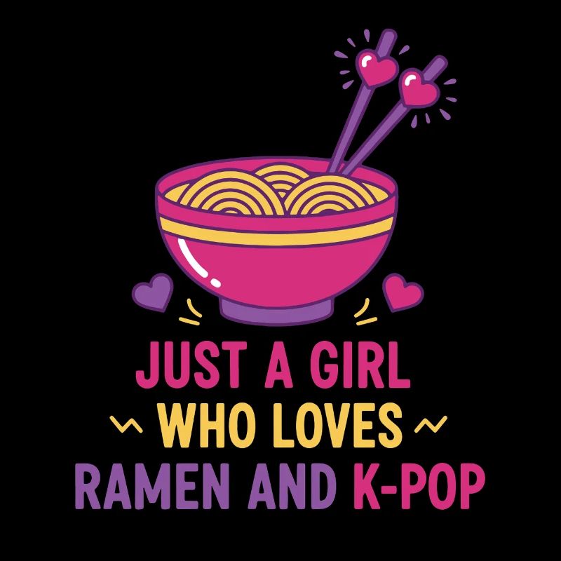 Nur ein Mädchen, das Ramen und koreanische K-Pop-Musik liebt