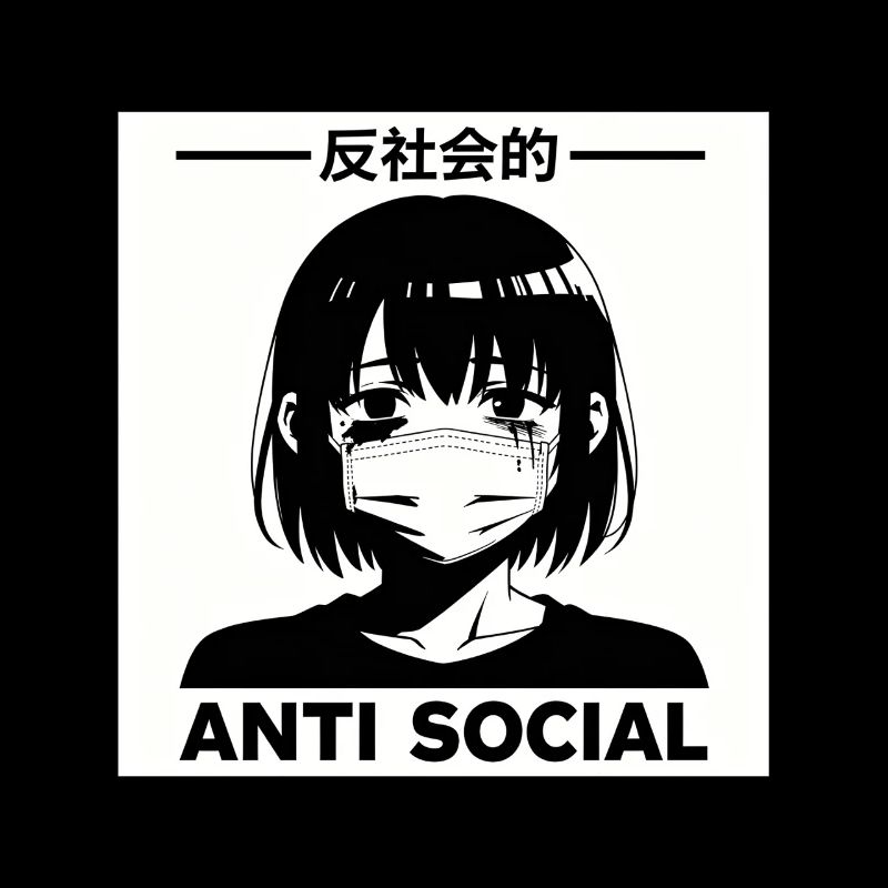Antisoziales Japanisches Vaporwave Anime Mädchen
