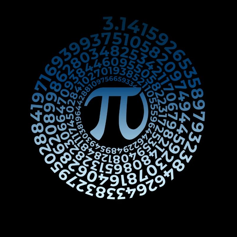 Pi Symbol with Numbers Spiral | Number 3.1415