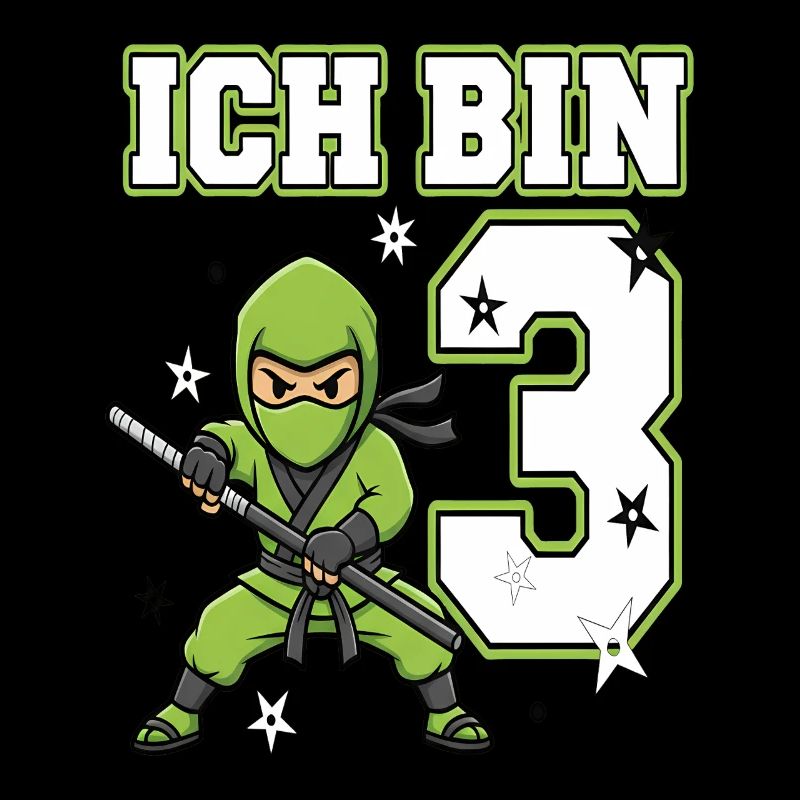 Ich bin 3 Ninja 3. Geburtstag Grüne Karate