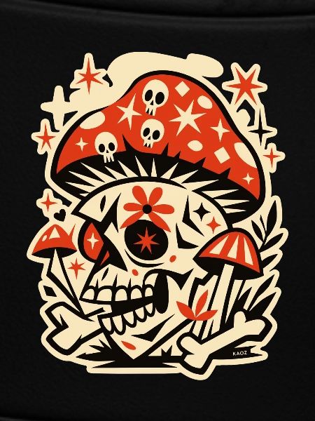 Mushroom Skull Retro Psychedelia