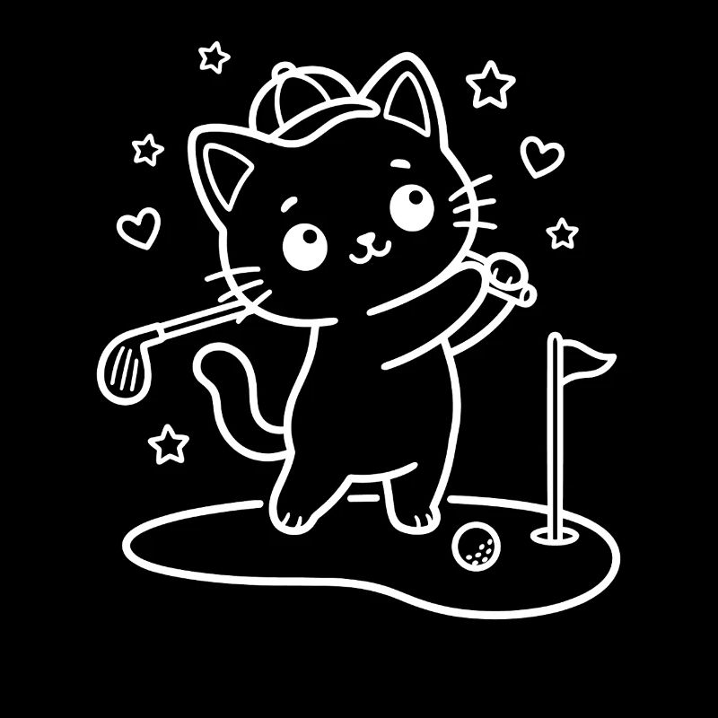 Kawaii Cat Playing Golf