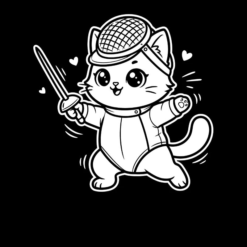Fencing Kawaii Cat
