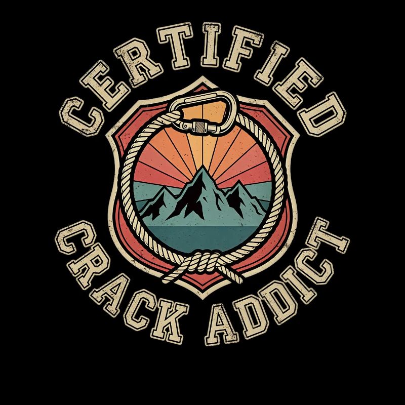 Certified Crack Addict Climbing Boulder Fan