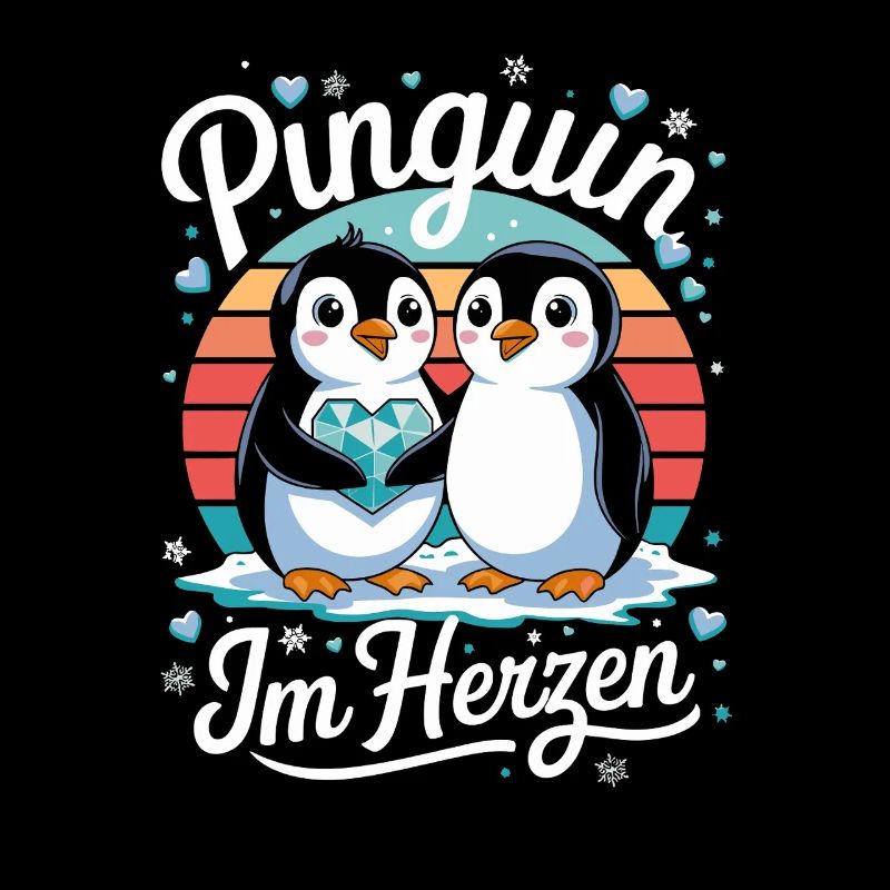 Pingouin dans le cœur doux de pingouin amour pour le pingouin