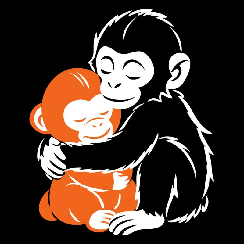 Câlins de singes accolés dans une étreinte douillette