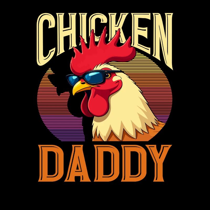Chicken Daddy Cooler Hahn Retro Papa