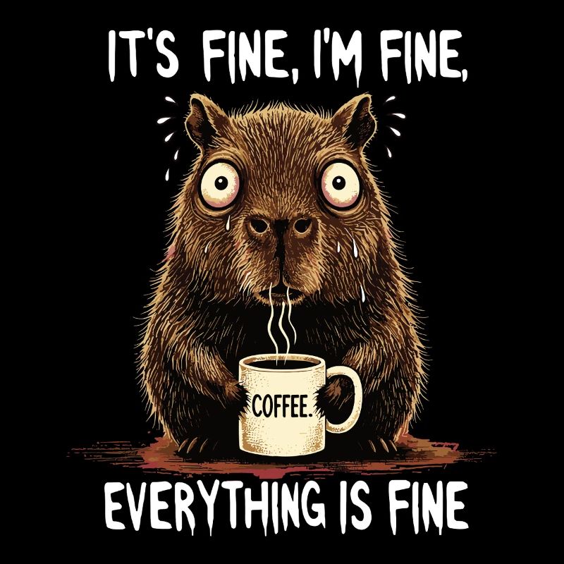 Its Fine Im Fine Coffee Capybara Humor