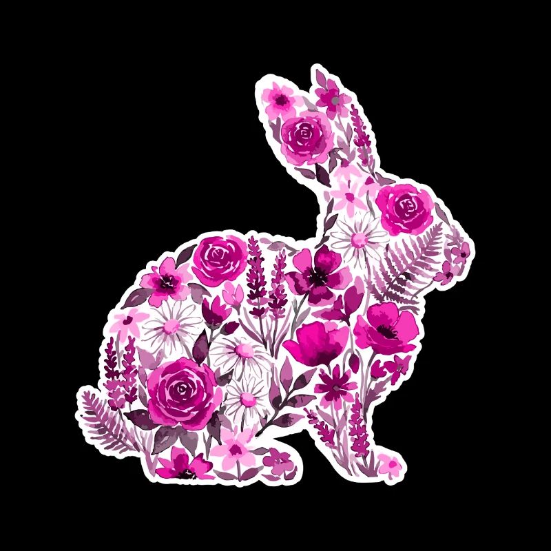 Hase Silhouette Blumen Pink