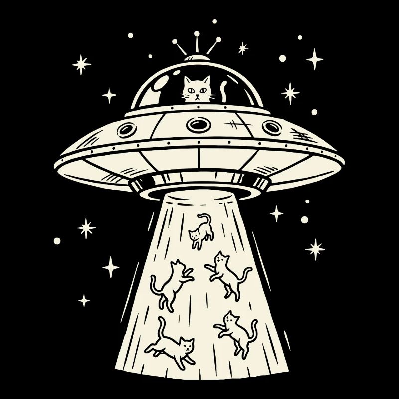 Cats UFO Abduction - Animal Alien Sci-Fi