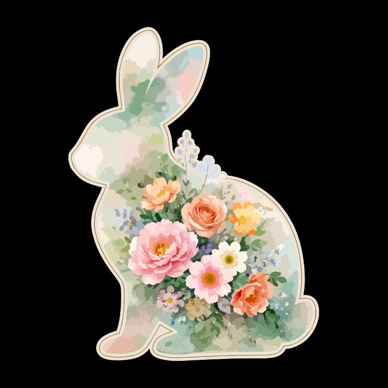 Hase Aquarell Blumen Ostern
