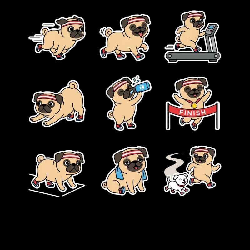 Funny Pug Jogging Marathon Runner