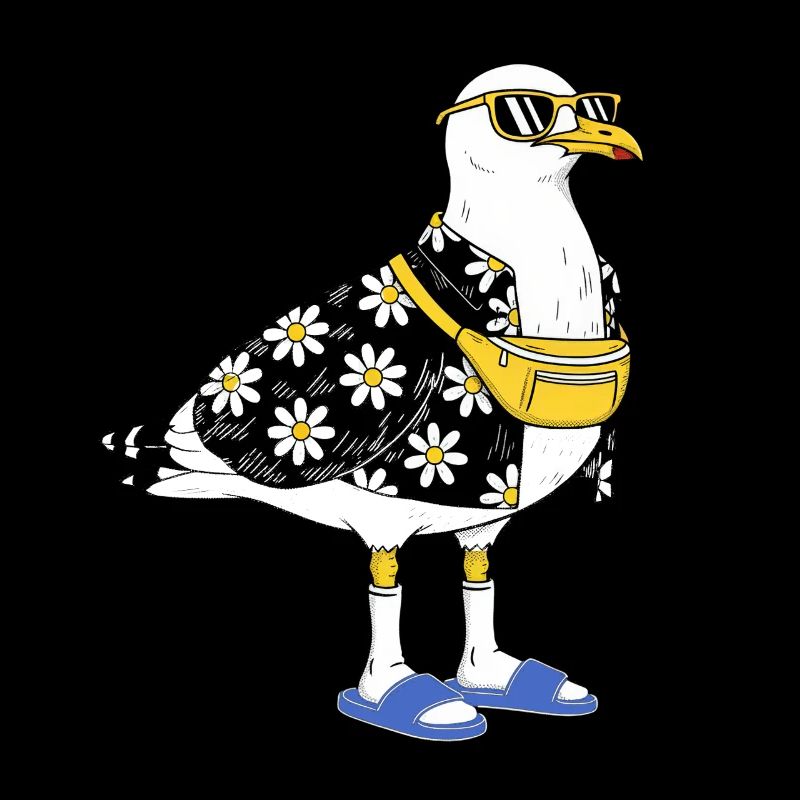 Gänseblümchen-Seemöwe im Sommerlook