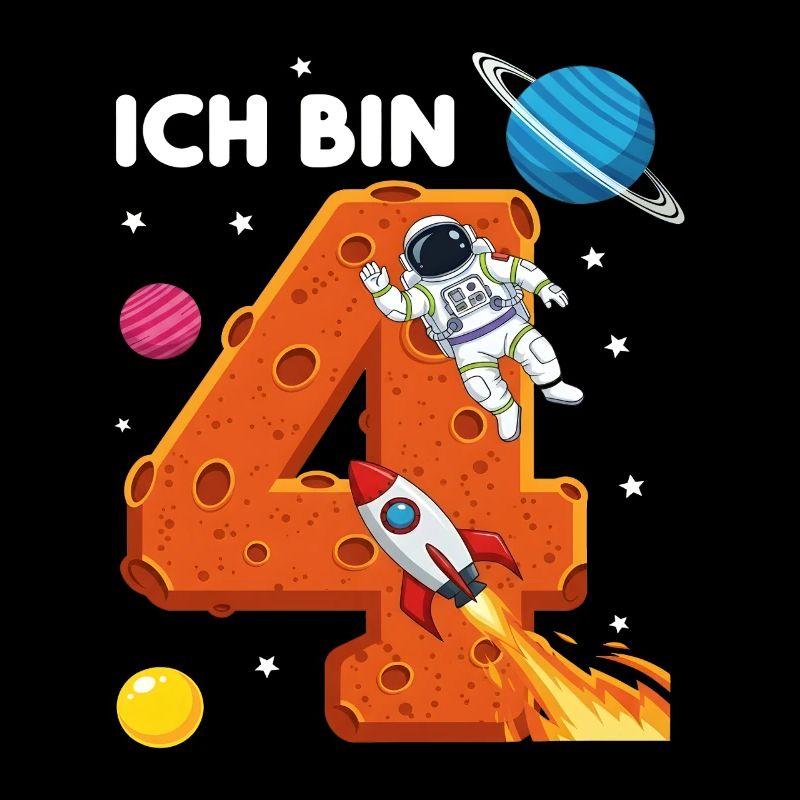Ich bin 4 Astronaut Weltraum Geburtstag