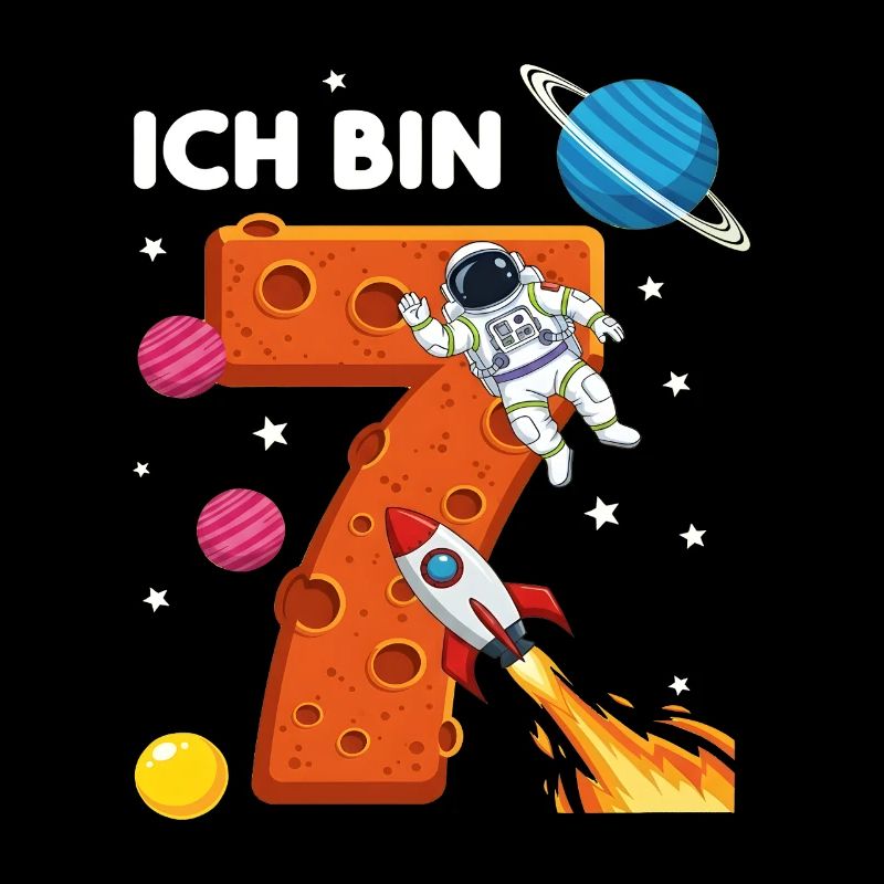 Ich bin 7 Astronaut Weltraum Geburtstag