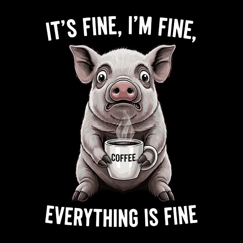 Its Fine Im Fine Coffee Pig Humor