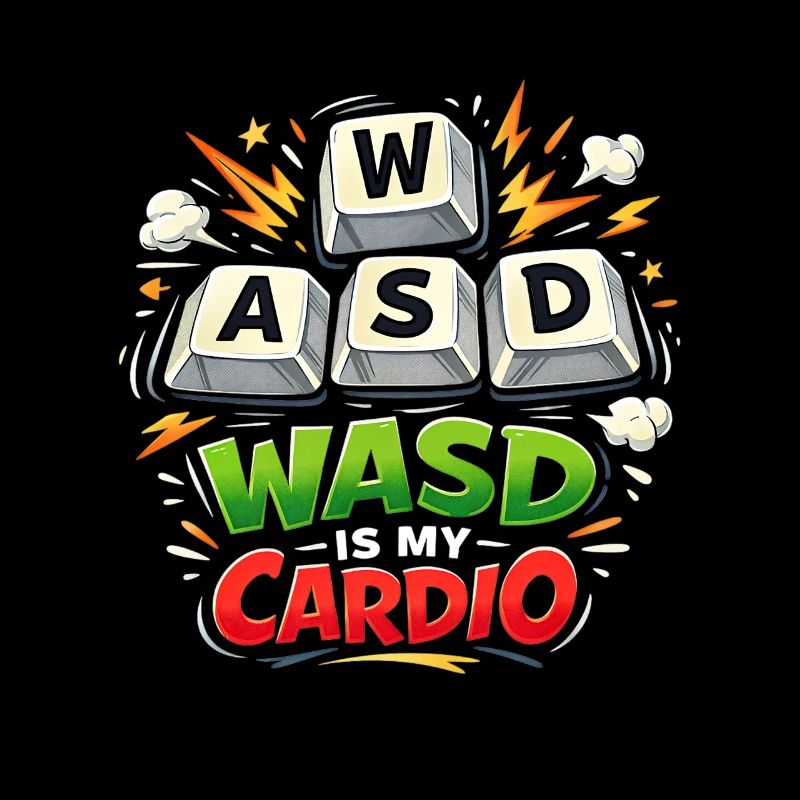 Clavier de jeu drôle WASD Mon Cardio Gamer