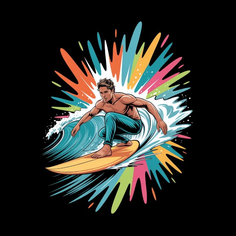 Bunter Surfer Wasserfarben Spritzer Graffiti