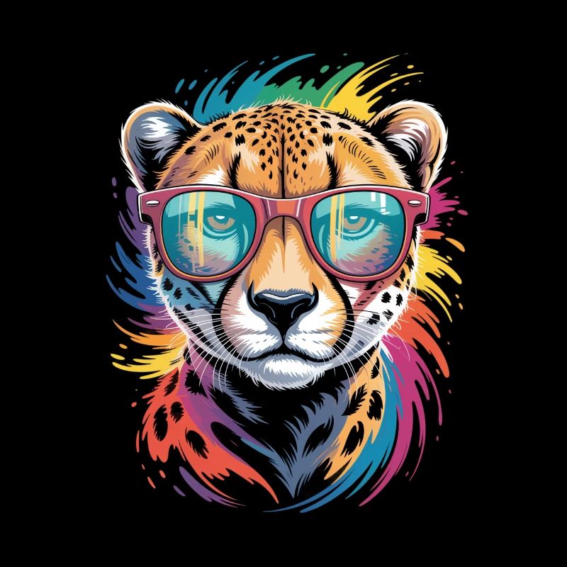 Bunter Gepard Wasserfarben Spritzer Graffiti