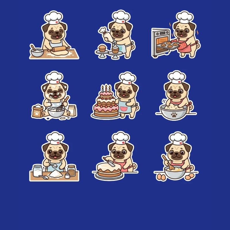 Funny Pug Baecker Baking Pastry Chef