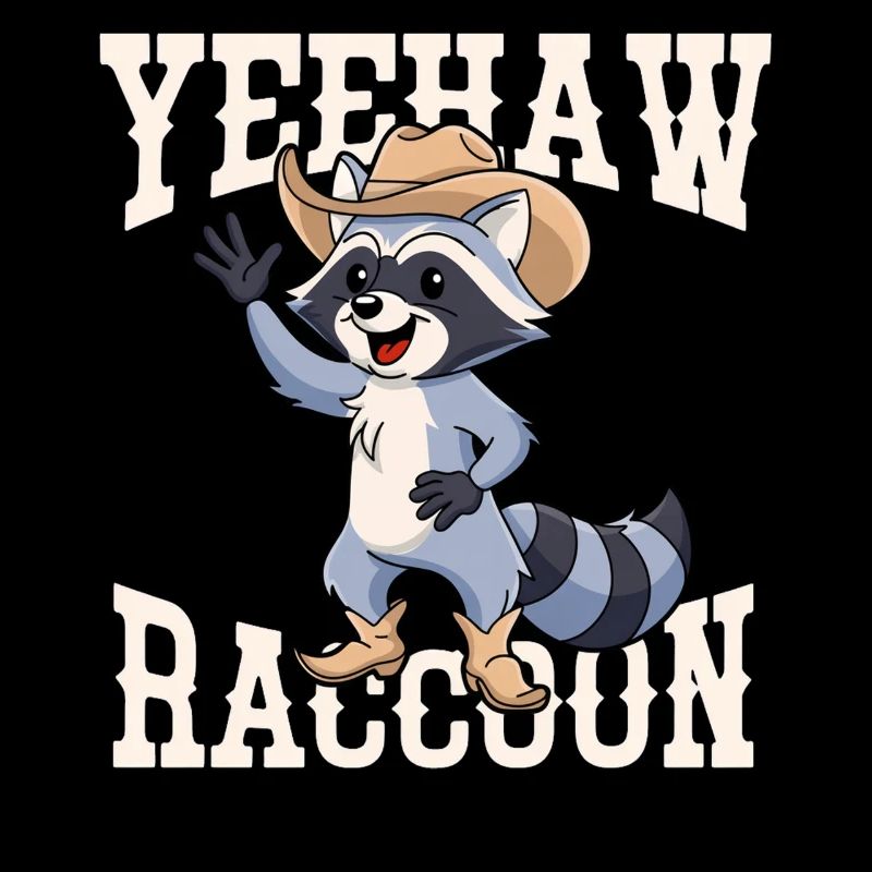 Waschbär-Cowboy-Yeehaw-Grafik