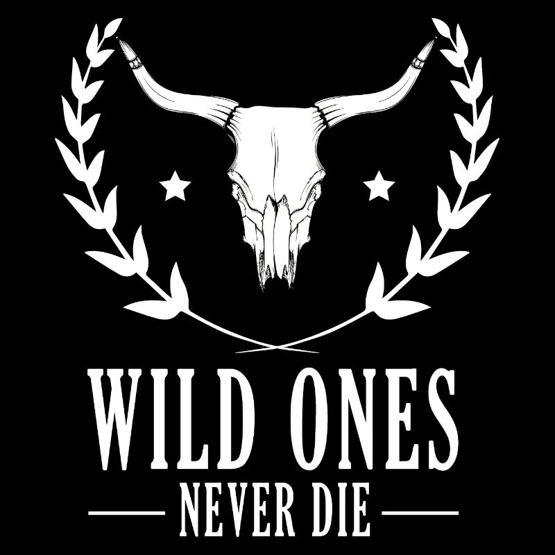 Wildbisonschädel umgeben von Lorbeeren
